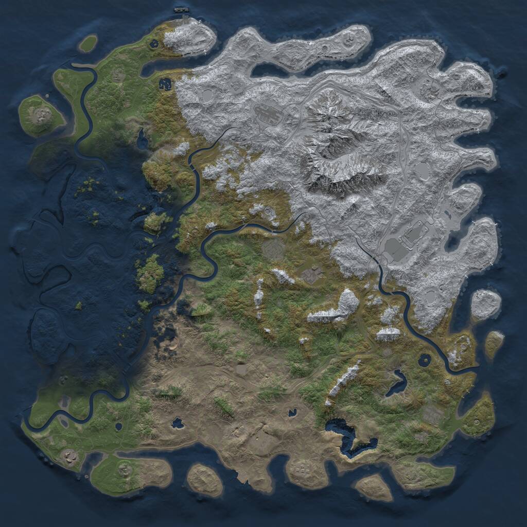 Rust Map: Procedural Map, Size: 6000, Seed: 78676, 17 Monuments