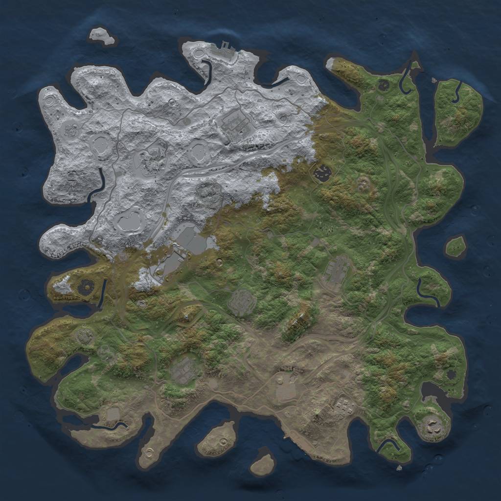 Rust Map: Procedural Map, Size: 4500, Seed: 1271403230, 18 Monuments