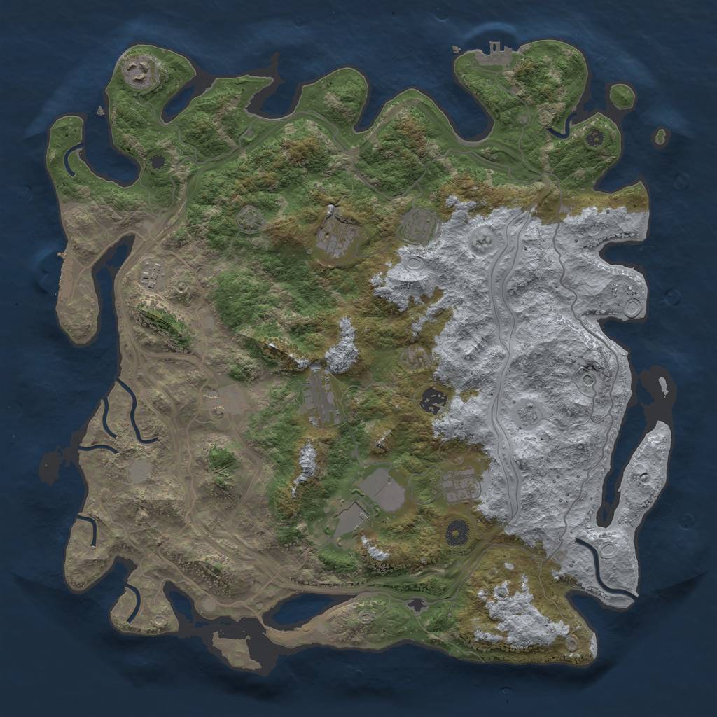 Rust Map: Procedural Map, Size: 4250, Seed: 727968414, 16 Monuments