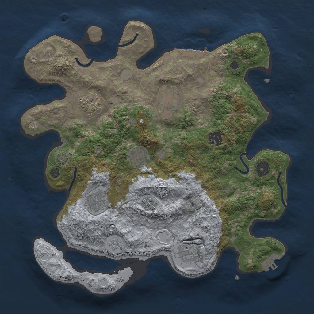 Rust Map: Procedural Map, Size: 3300, Seed: 1555163983, 13 Monuments