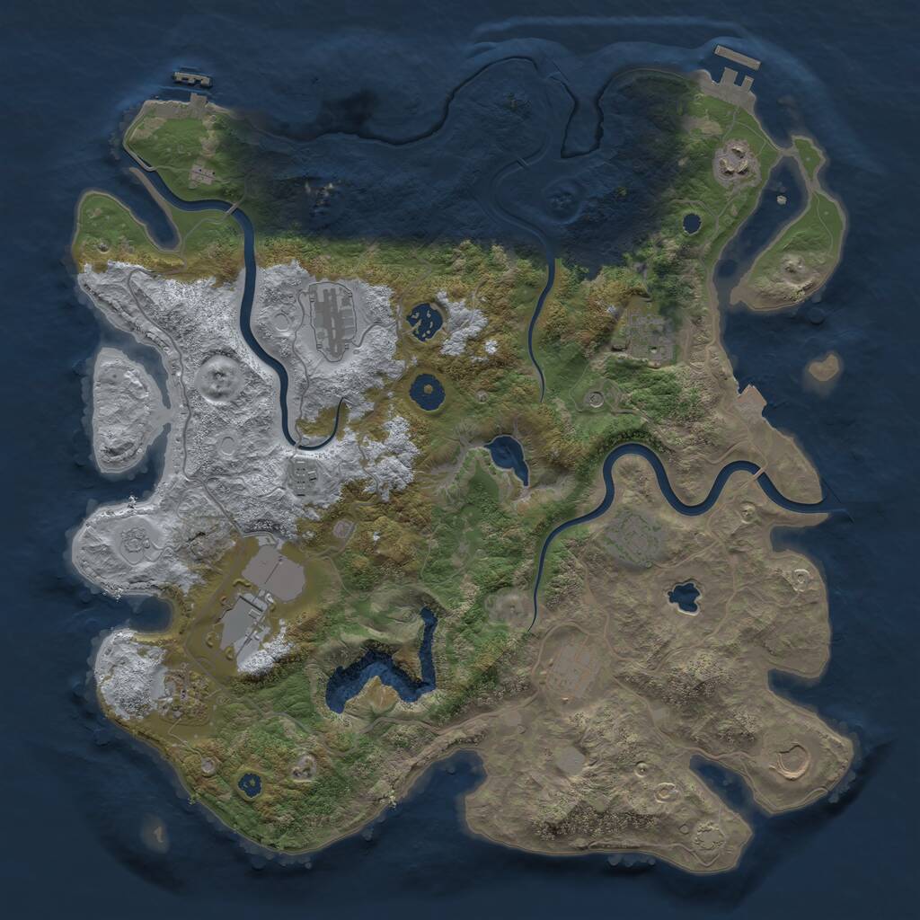 Rust Map: Procedural Map, Size: 4000, Seed: 45674233, 16 Monuments