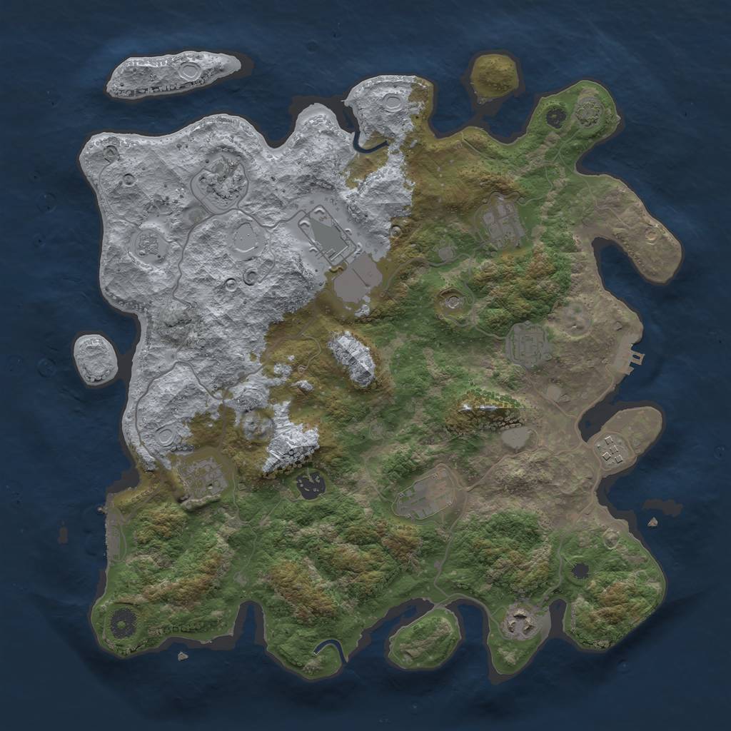 Rust Map: Procedural Map, Size: 3850, Seed: 6240583, 16 Monuments