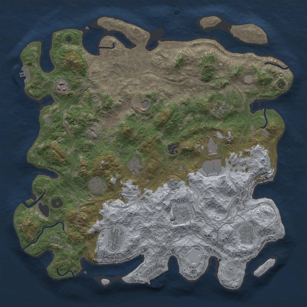 Rust Map: Procedural Map, Size: 4250, Seed: 302432590, 18 Monuments