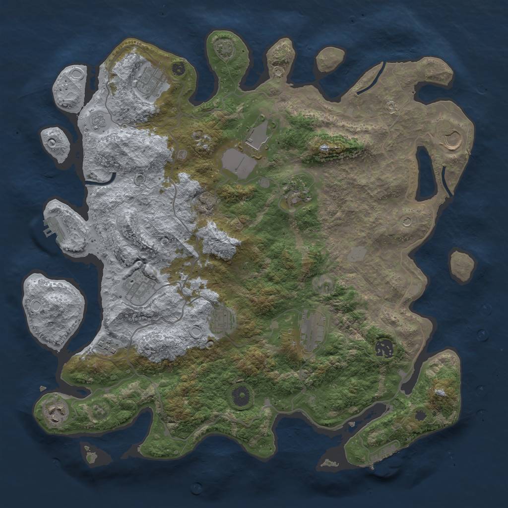 Rust Map: Procedural Map, Size: 4000, Seed: 2092256825, 17 Monuments