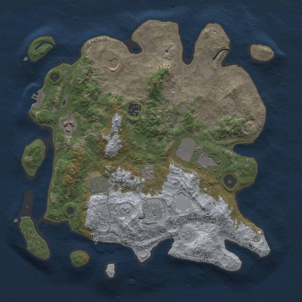 Rust Map: Procedural Map, Size: 3500, Seed: 222011370, 14 Monuments