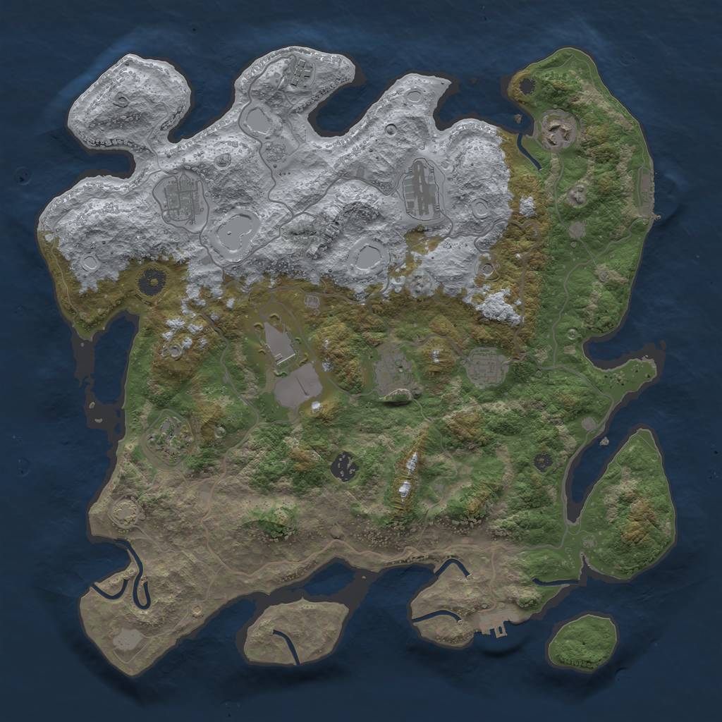 Rust Map: Procedural Map, Size: 4000, Seed: 704929564, 16 Monuments