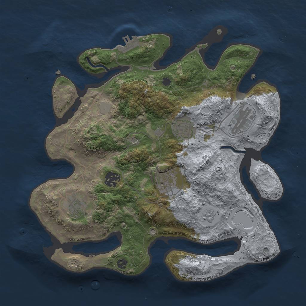 Rust Map: Procedural Map, Size: 3000, Seed: 6985468, 11 Monuments