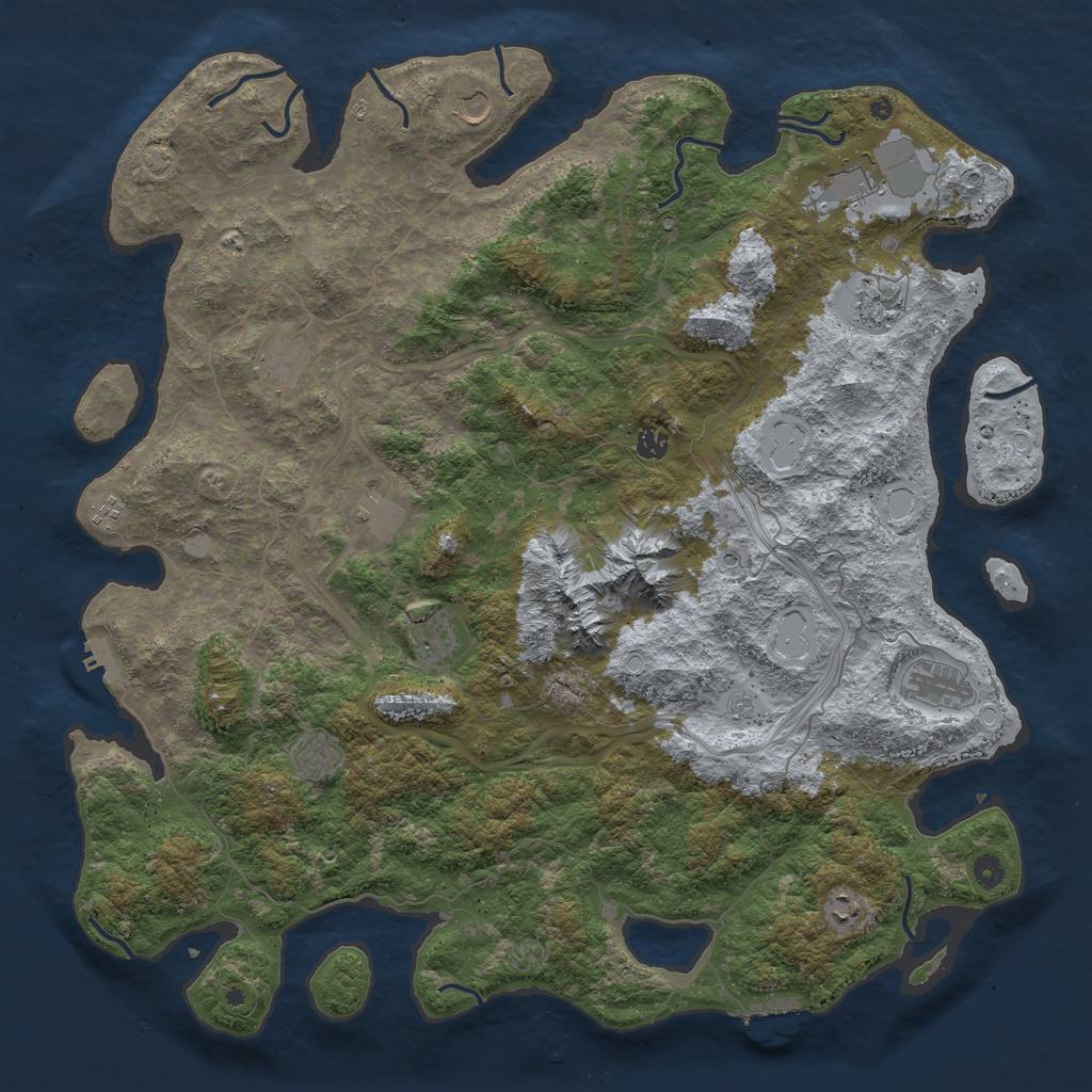 Rust Map: Procedural Map, Size: 5000, Seed: 20230504, 19 Monuments