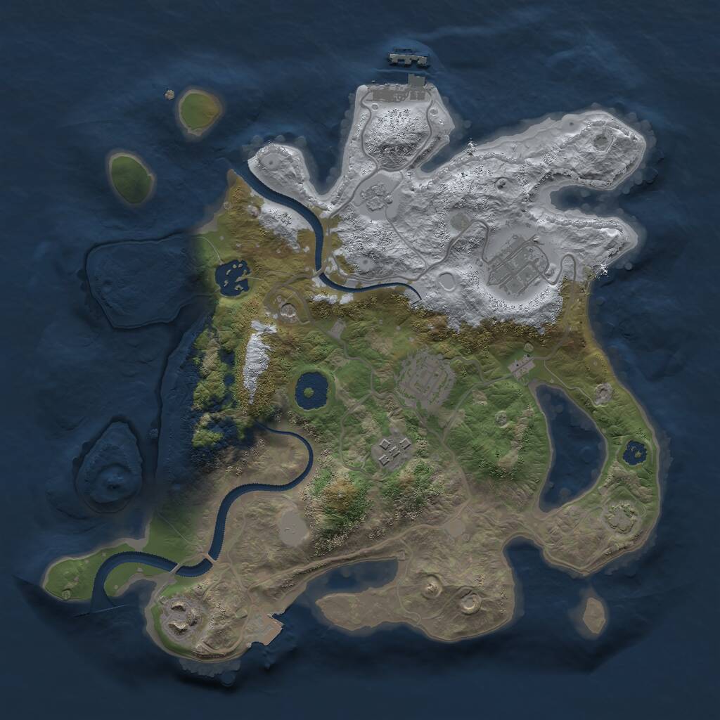 Rust Map: Procedural Map, Size: 3000, Seed: 6492, 10 Monuments