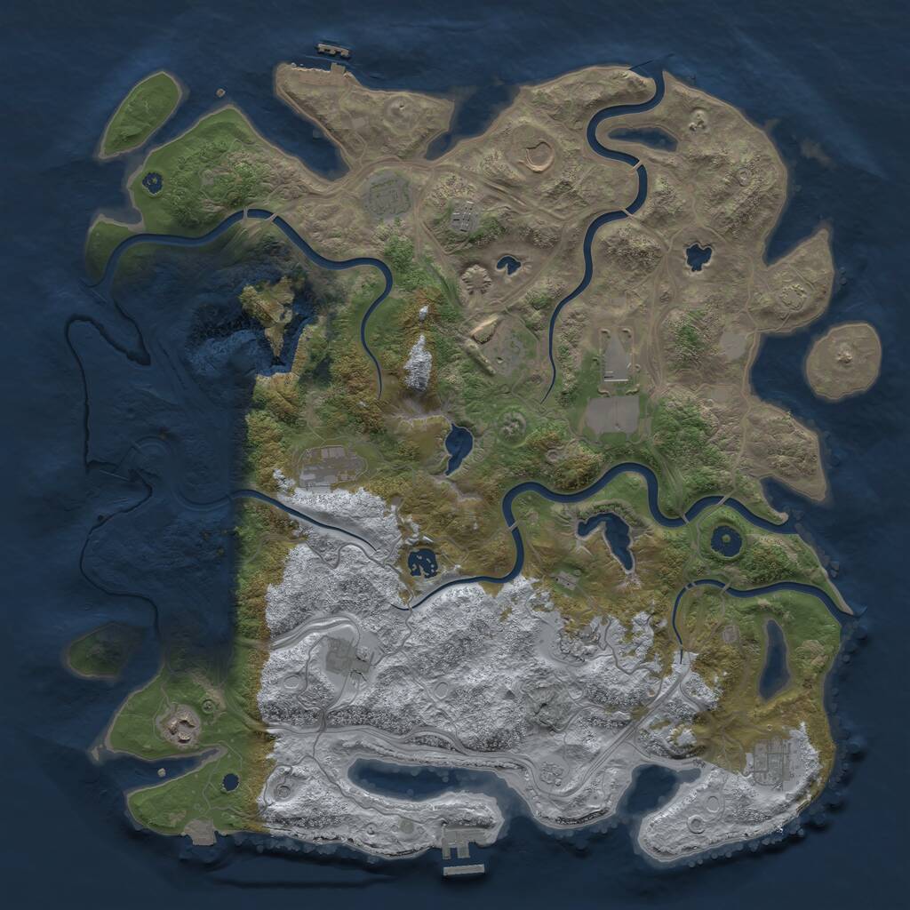 Rust Map: Procedural Map, Size: 4500, Seed: 1451903825, 17 Monuments