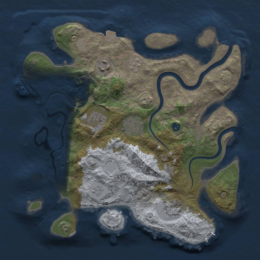 Rust Map: Procedural Map, Size: 3000, Seed: 2098718210, 9 Monuments