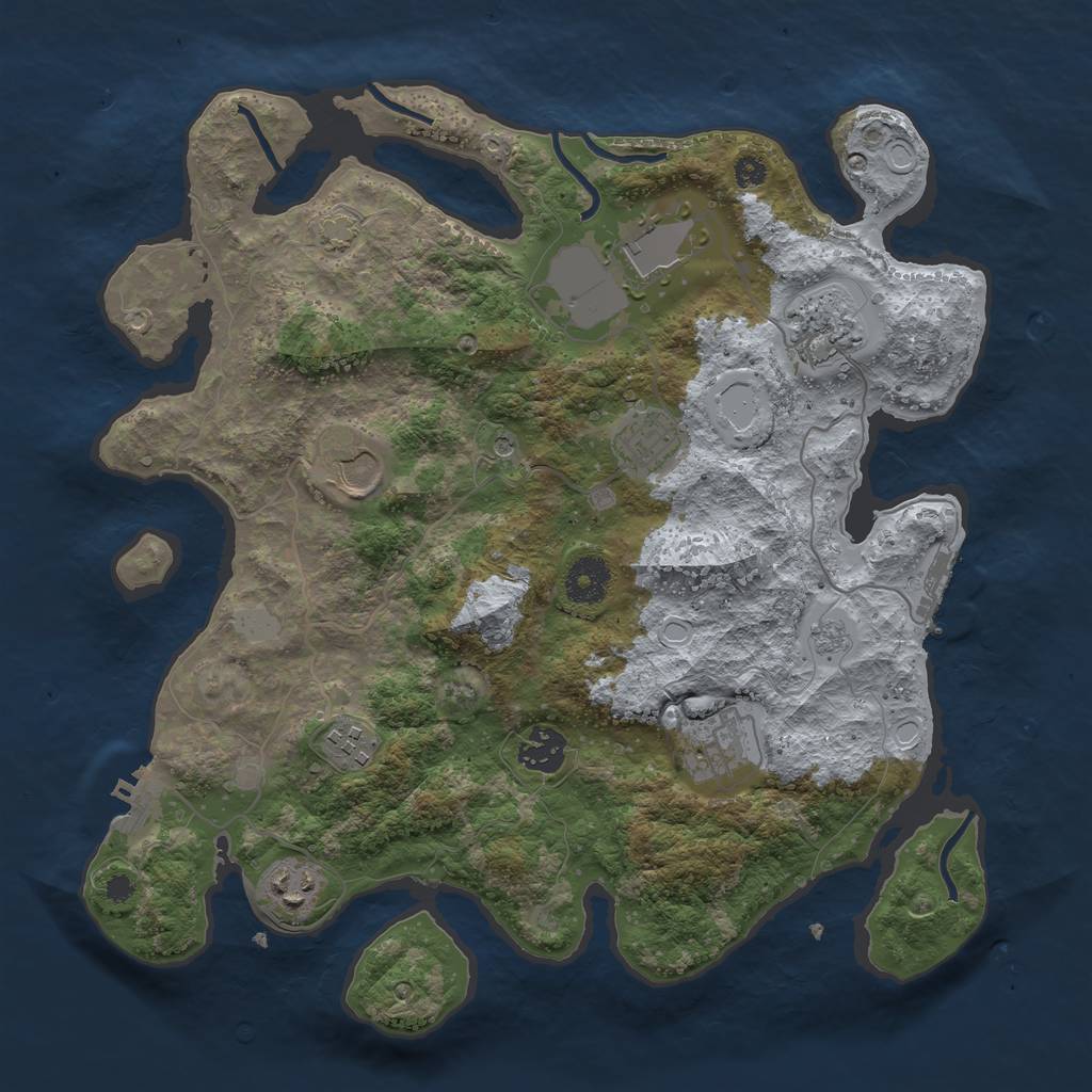 Rust Map: Procedural Map, Size: 3500, Seed: 85631034, 15 Monuments