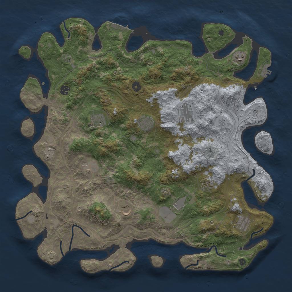 Rust Map: Procedural Map, Size: 4500, Seed: 1825691176, 18 Monuments