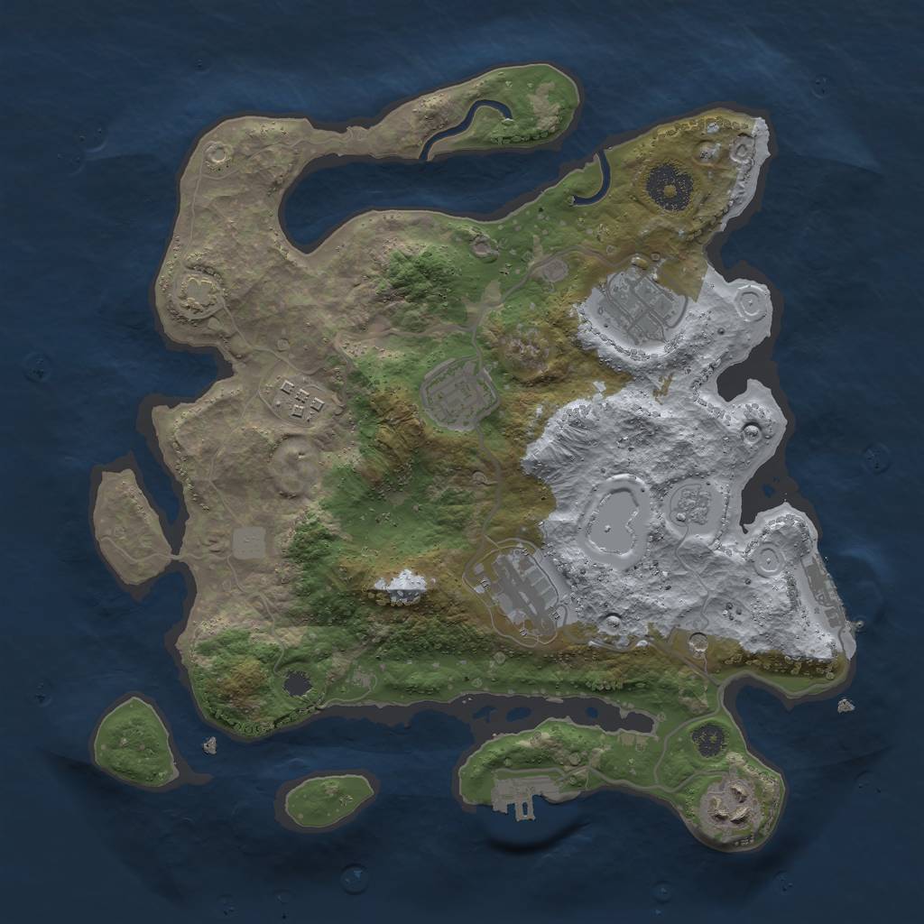 Rust Map: Procedural Map, Size: 3000, Seed: 76535, 12 Monuments