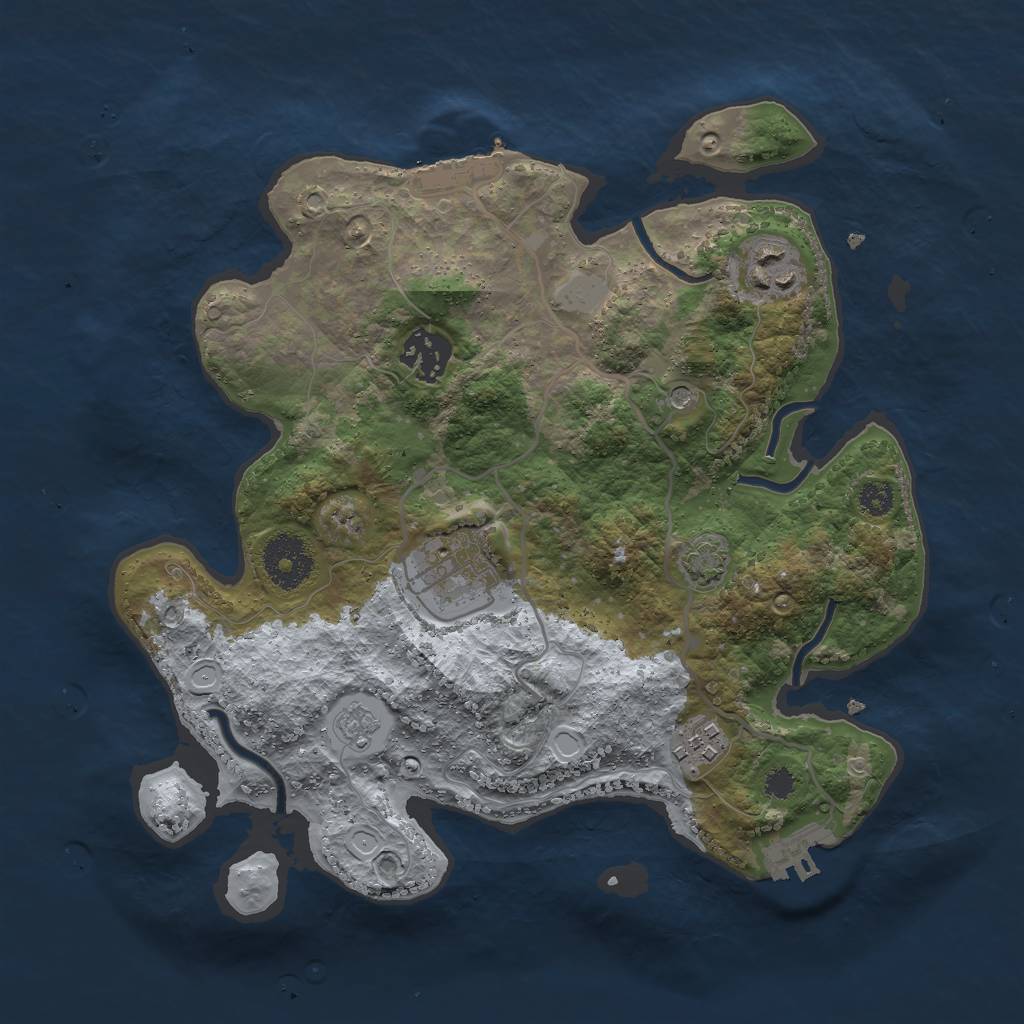 Rust Map: Procedural Map, Size: 3000, Seed: 1175029936, 11 Monuments