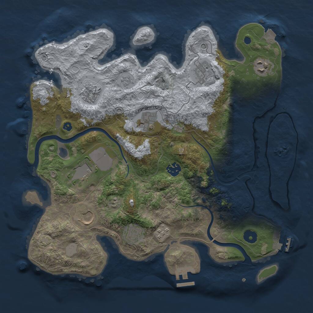 Rust Map: Procedural Map, Size: 3500, Seed: 2133223692, 15 Monuments