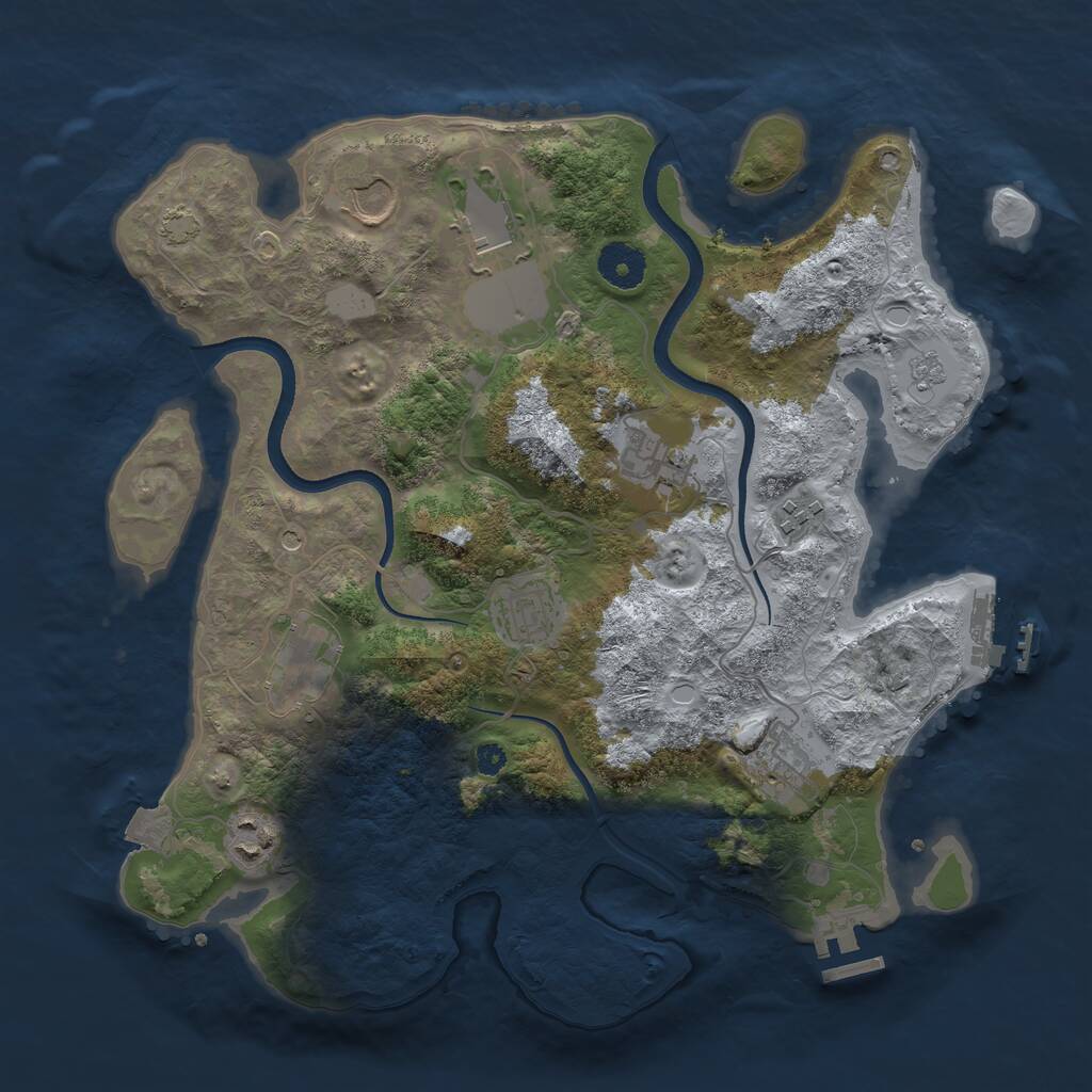 Rust Map: Procedural Map, Size: 3500, Seed: 1172927761, 14 Monuments
