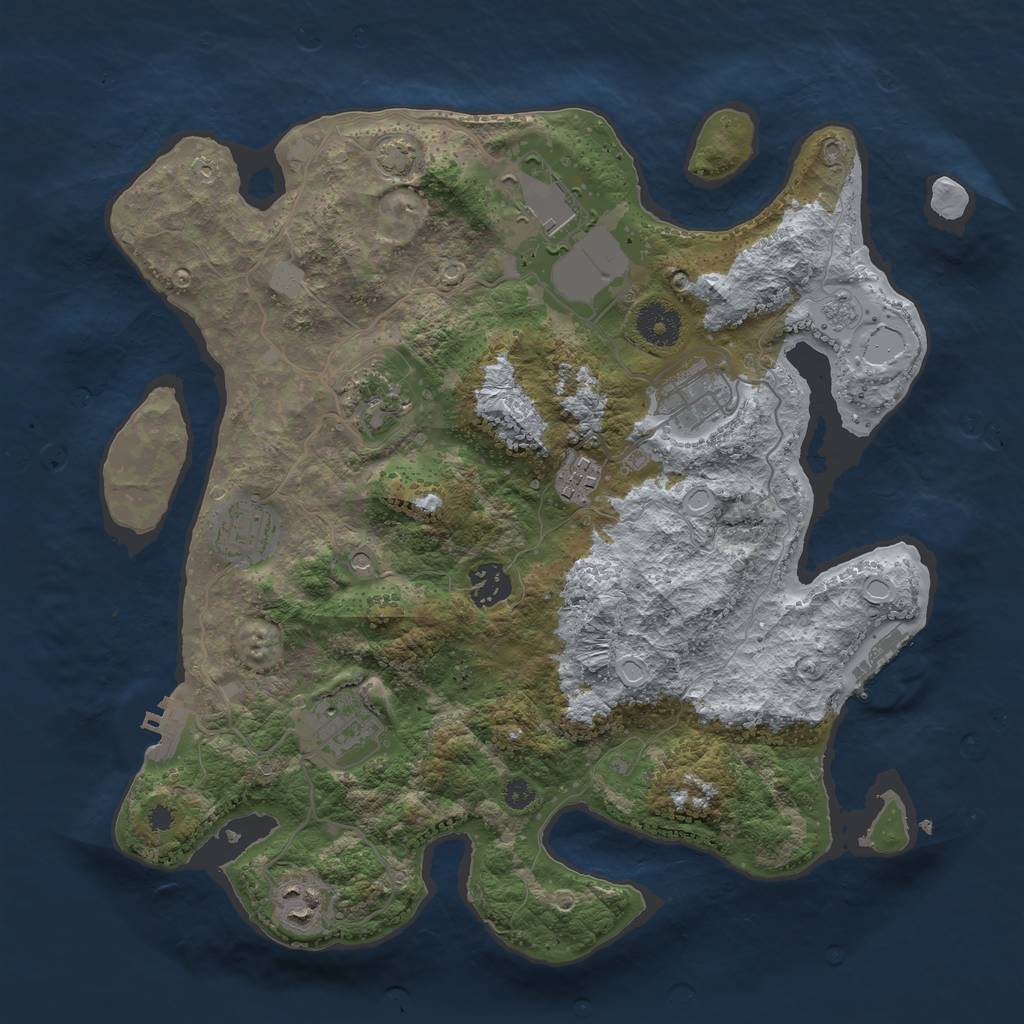 Rust Map: Procedural Map, Size: 3500, Seed: 1172927761, 15 Monuments