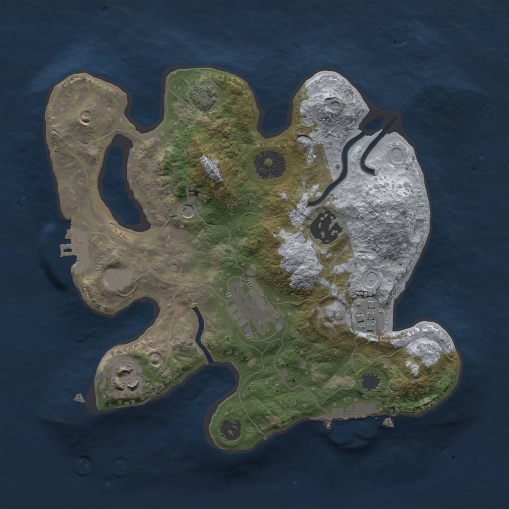 Rust Map: Procedural Map, Size: 2500, Seed: 1865721457, 11 Monuments
