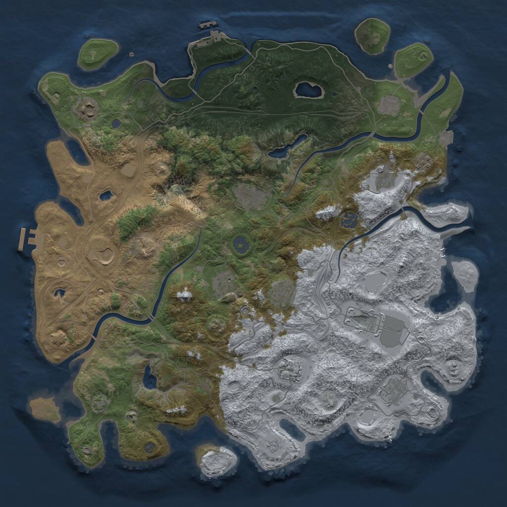 Rust Map: Procedural Map, Size: 4500, Seed: 1207340692, 19 Monuments