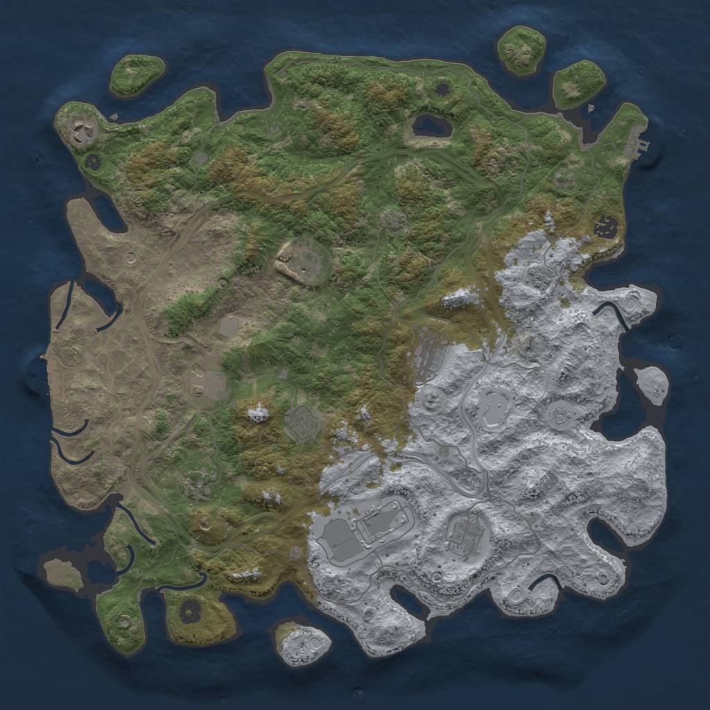 Rust Map: Procedural Map, Size: 4500, Seed: 1207340692, 17 Monuments