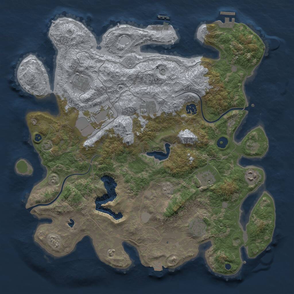 Rust Map: Procedural Map, Size: 4000, Seed: 1215752191, 14 Monuments