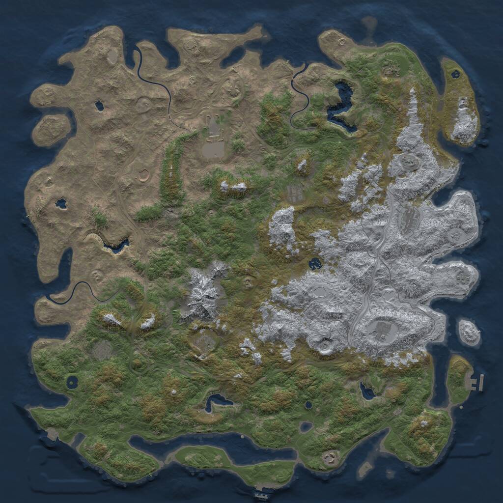 Rust Map: Procedural Map, Size: 5999, Seed: 568870143, 17 Monuments