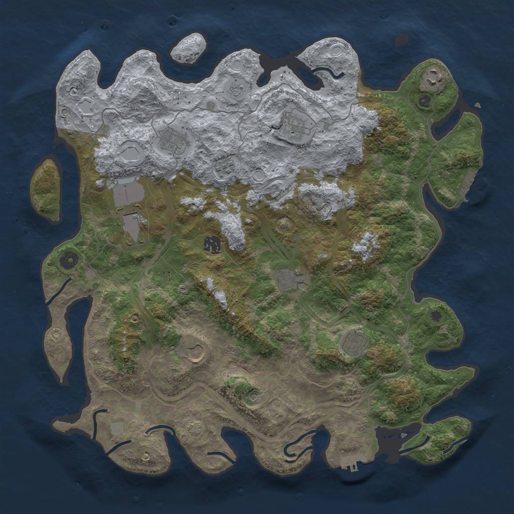 Rust Map: Procedural Map, Size: 4250, Seed: 1023995663, 16 Monuments