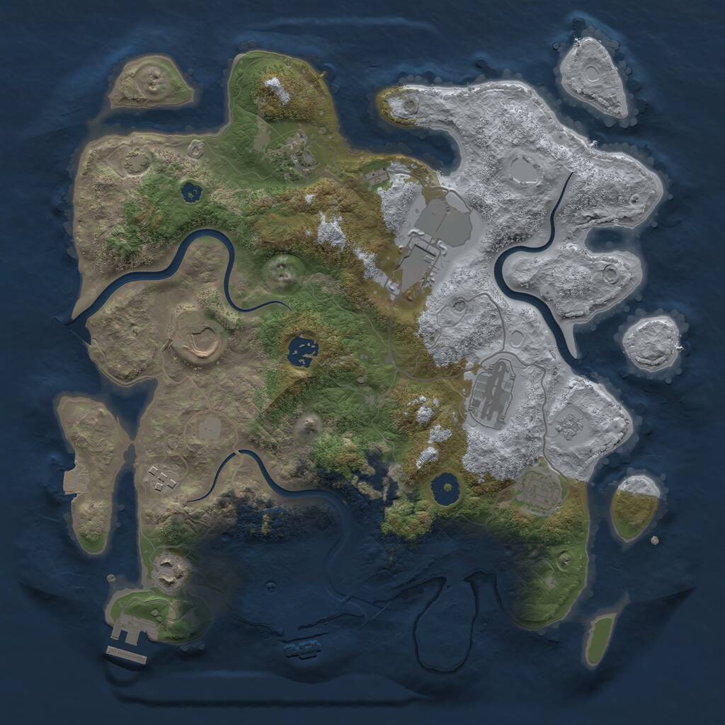 Rust Map: Procedural Map, Size: 3600, Seed: 1262400440, 14 Monuments