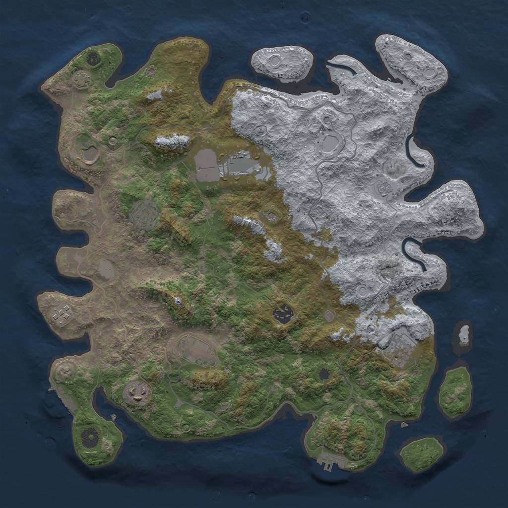 Rust Map: Procedural Map, Size: 4000, Seed: 5378610, 16 Monuments
