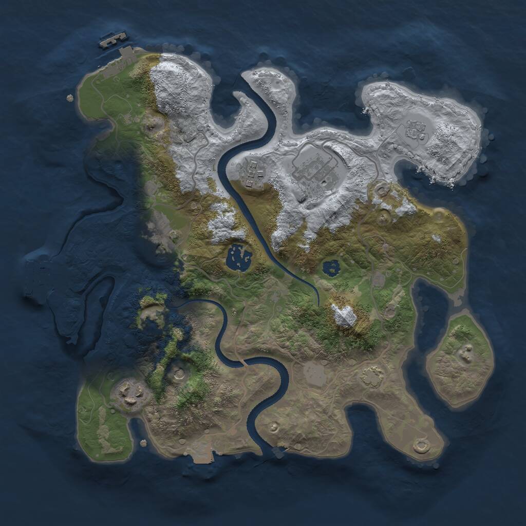 Rust Map: Procedural Map, Size: 3000, Seed: 1955779929, 11 Monuments