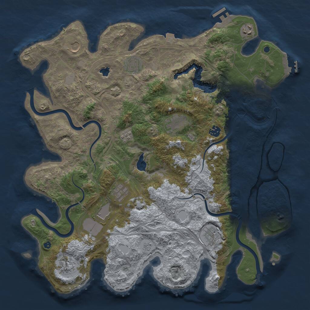 Rust Map: Procedural Map, Size: 4250, Seed: 6273032, 16 Monuments