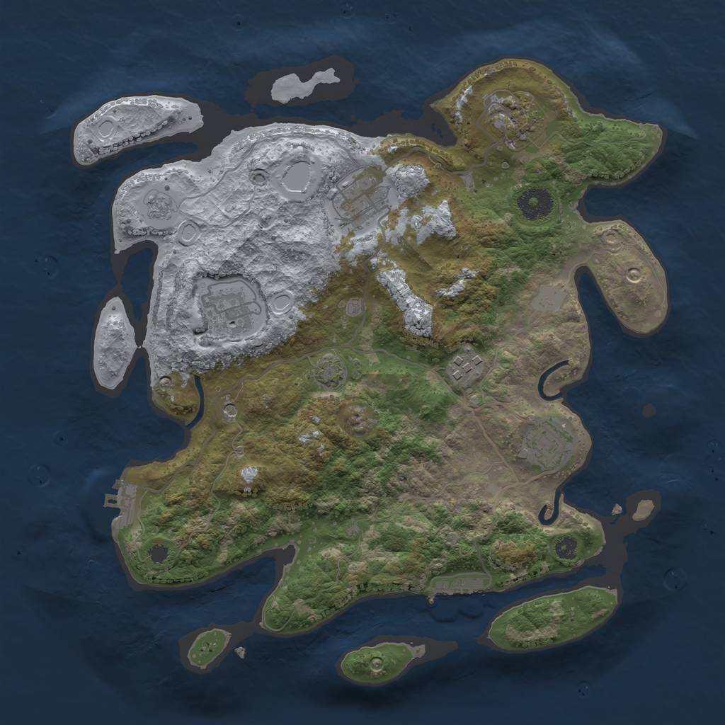Rust Map: Procedural Map, Size: 3300, Seed: 665682536, 12 Monuments