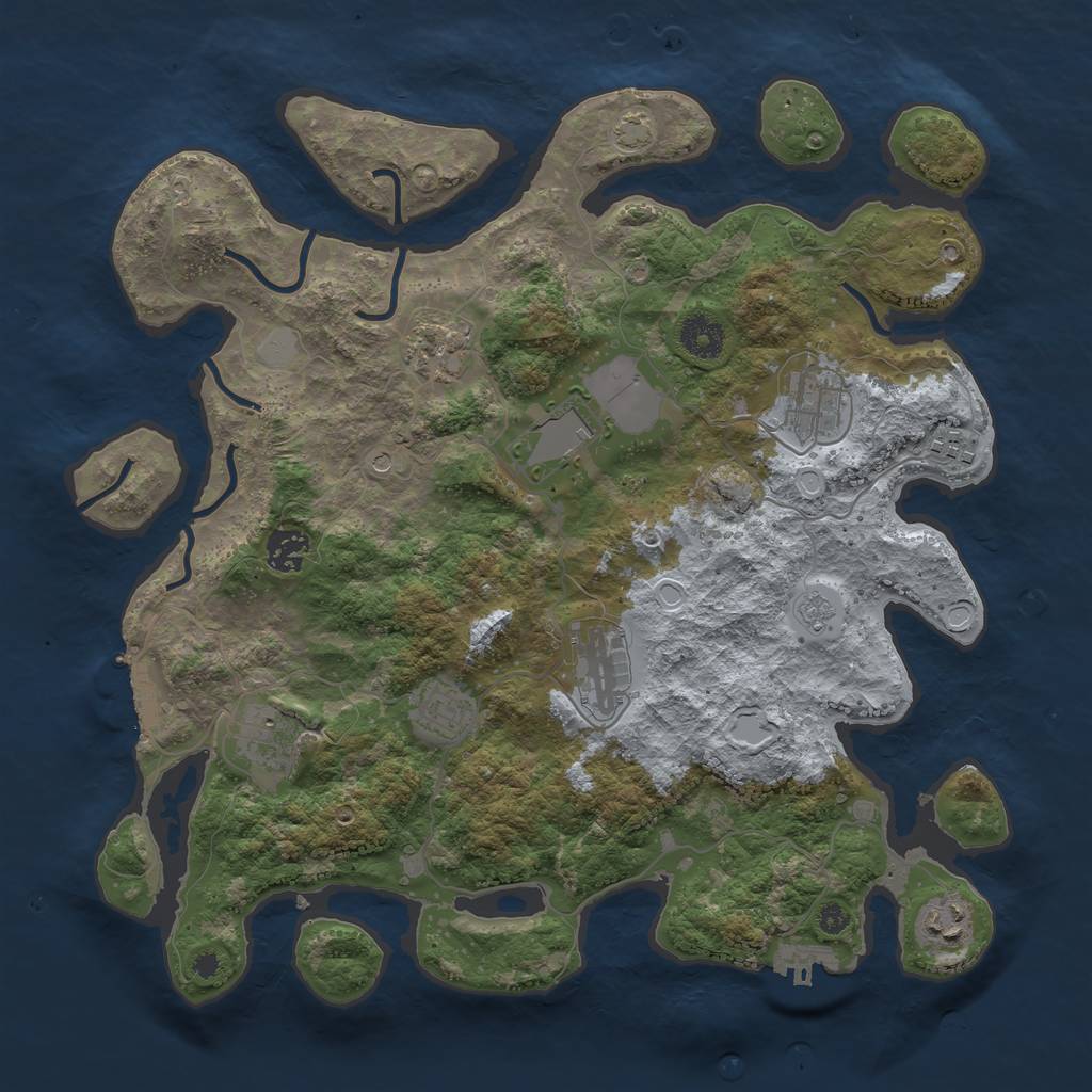 Rust Map: Procedural Map, Size: 3700, Seed: 35583, 16 Monuments