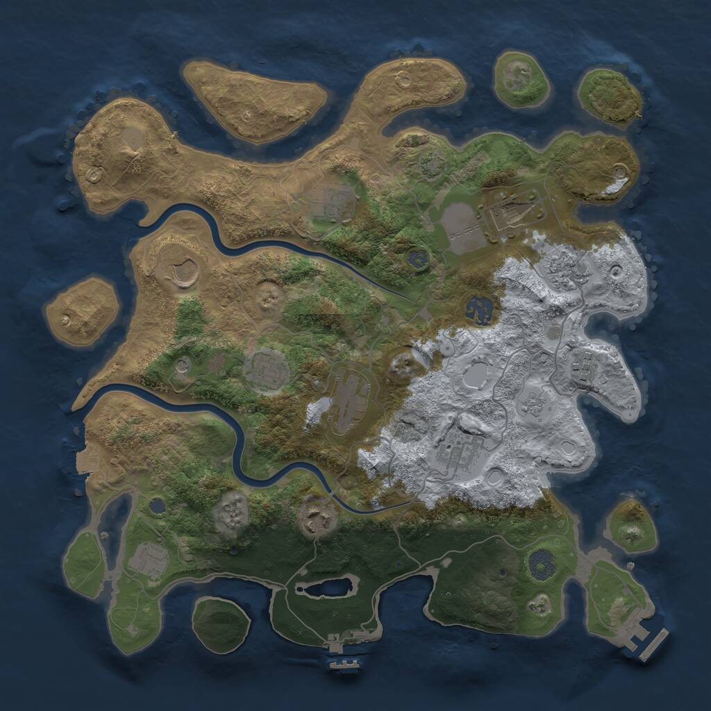 Rust Map: Procedural Map, Size: 3700, Seed: 35583, 18 Monuments
