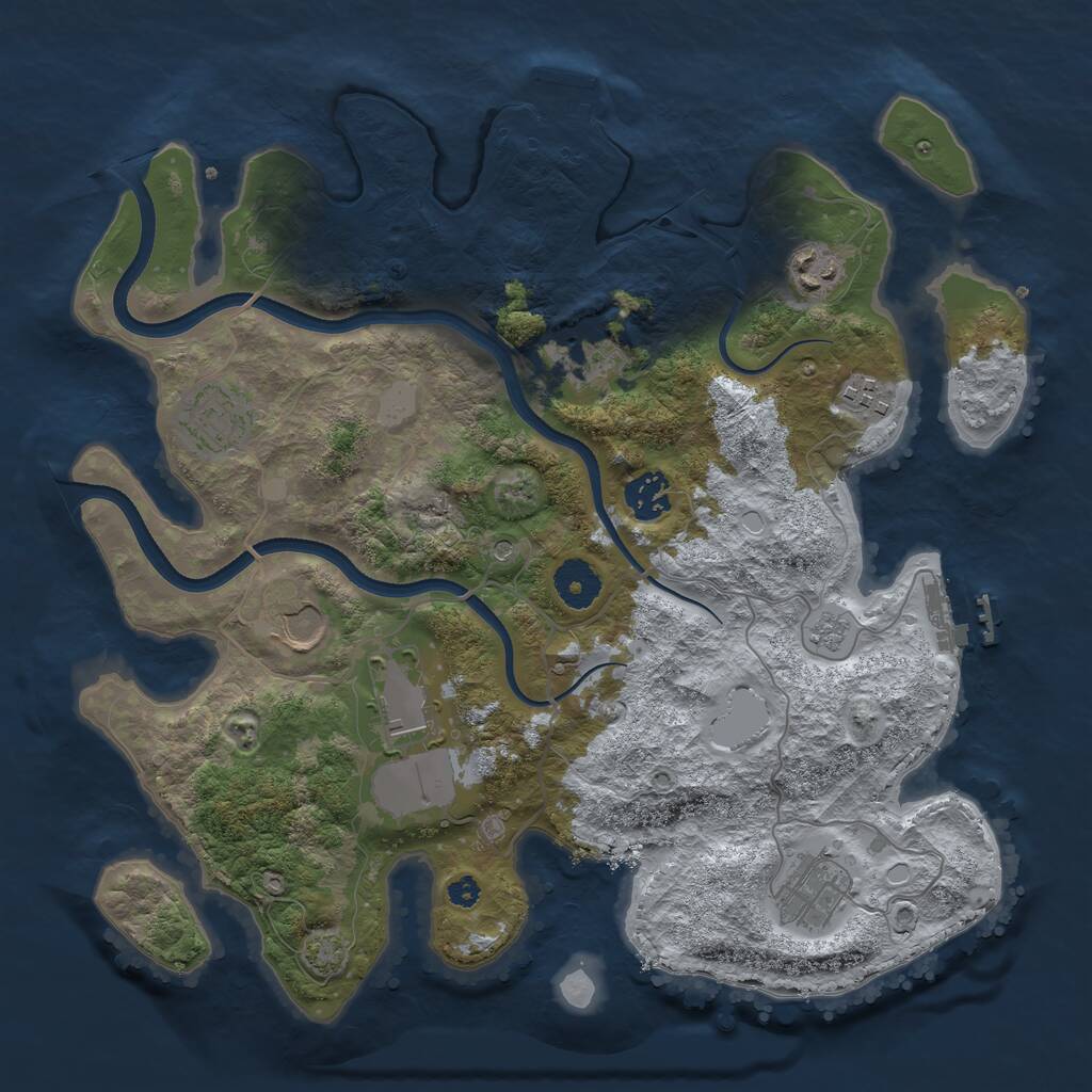 Rust Map: Procedural Map, Size: 3500, Seed: 1411626187, 14 Monuments