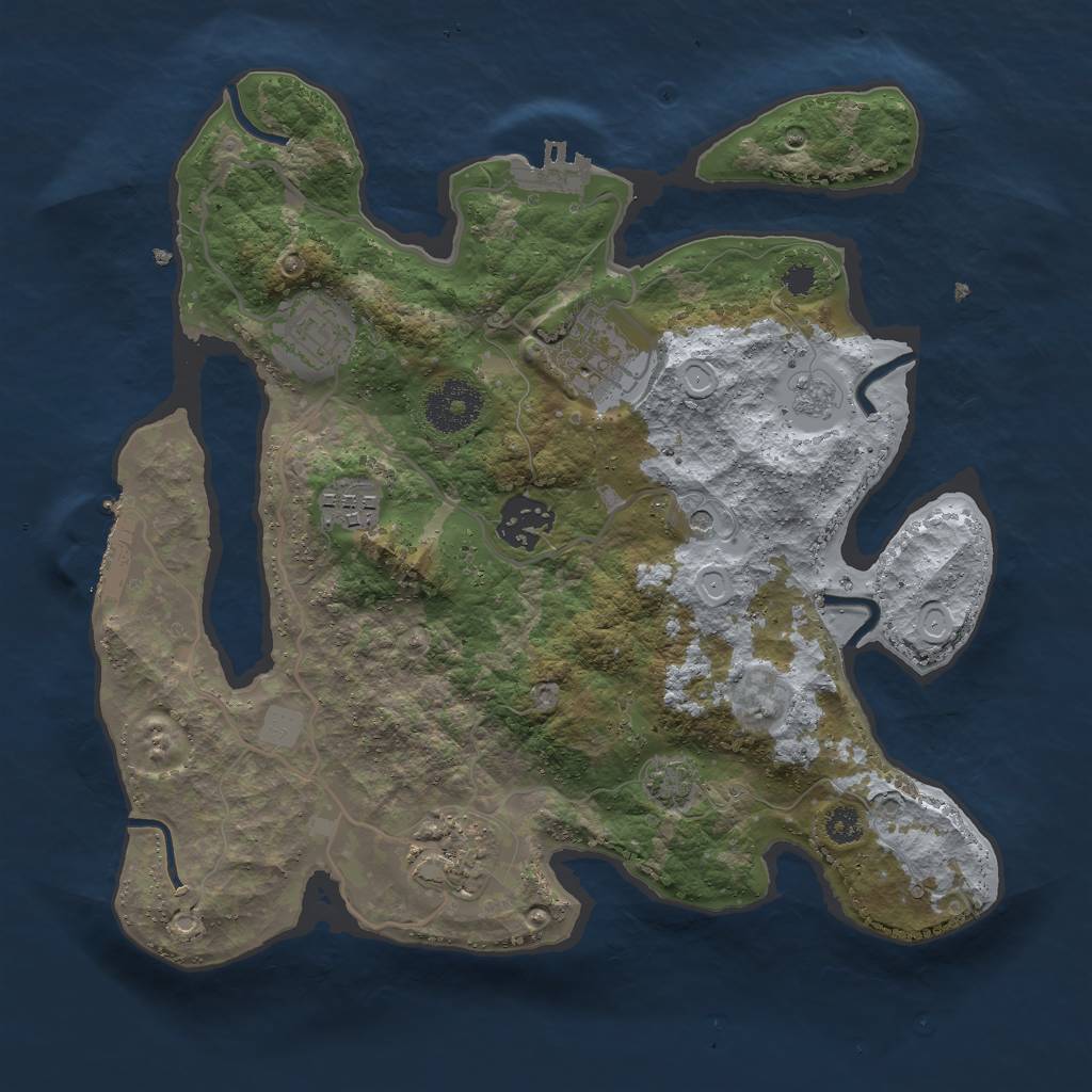 Rust Map: Procedural Map, Size: 3000, Seed: 2182, 12 Monuments