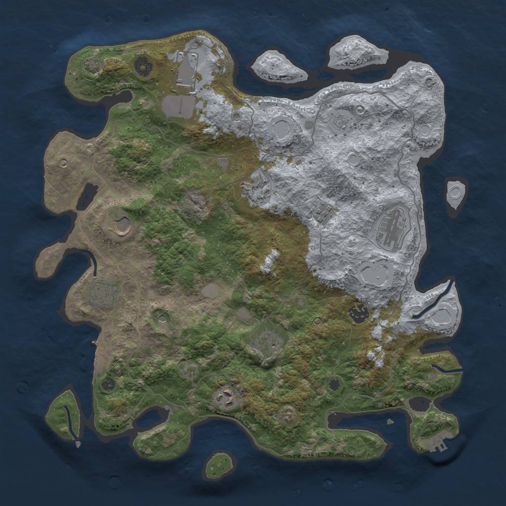 Rust Map: Procedural Map, Size: 4000, Seed: 1847861838, 16 Monuments
