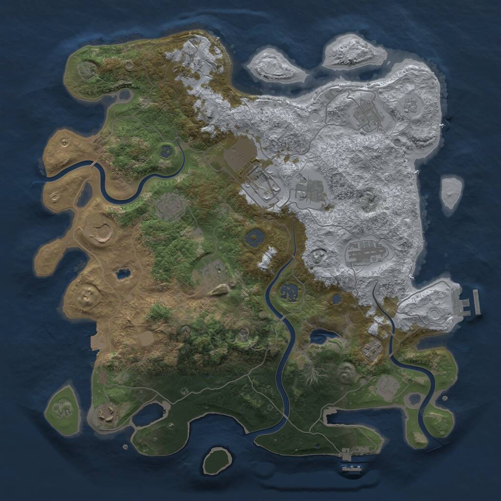 Rust Map: Procedural Map, Size: 4000, Seed: 1847861838, 19 Monuments