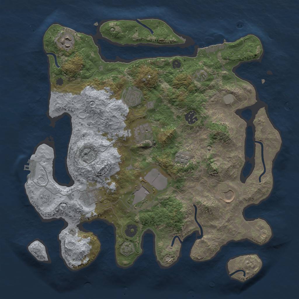Rust Map: Procedural Map, Size: 3500, Seed: 89666523, 14 Monuments