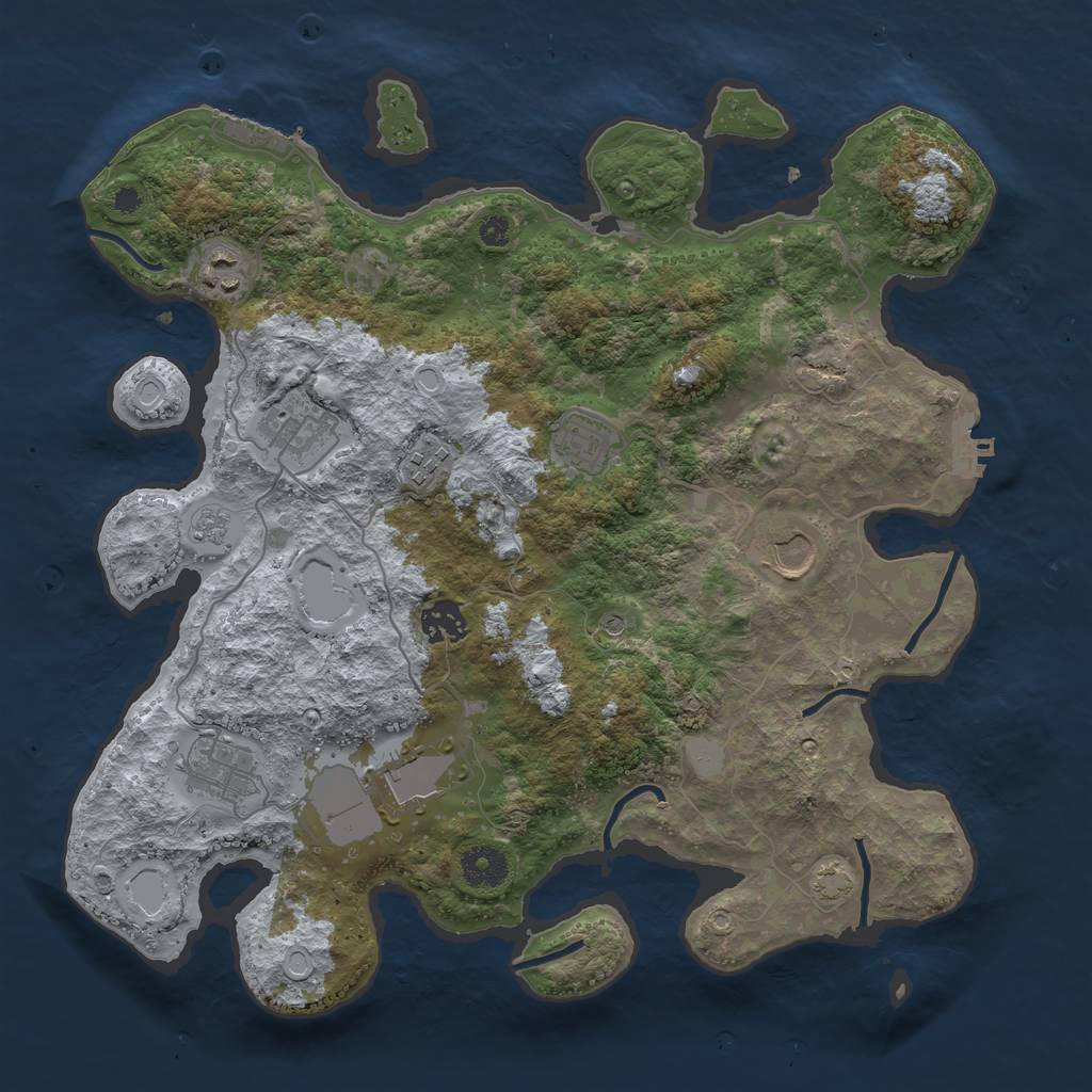 Rust Map: Procedural Map, Size: 3625, Seed: 18122935, 15 Monuments