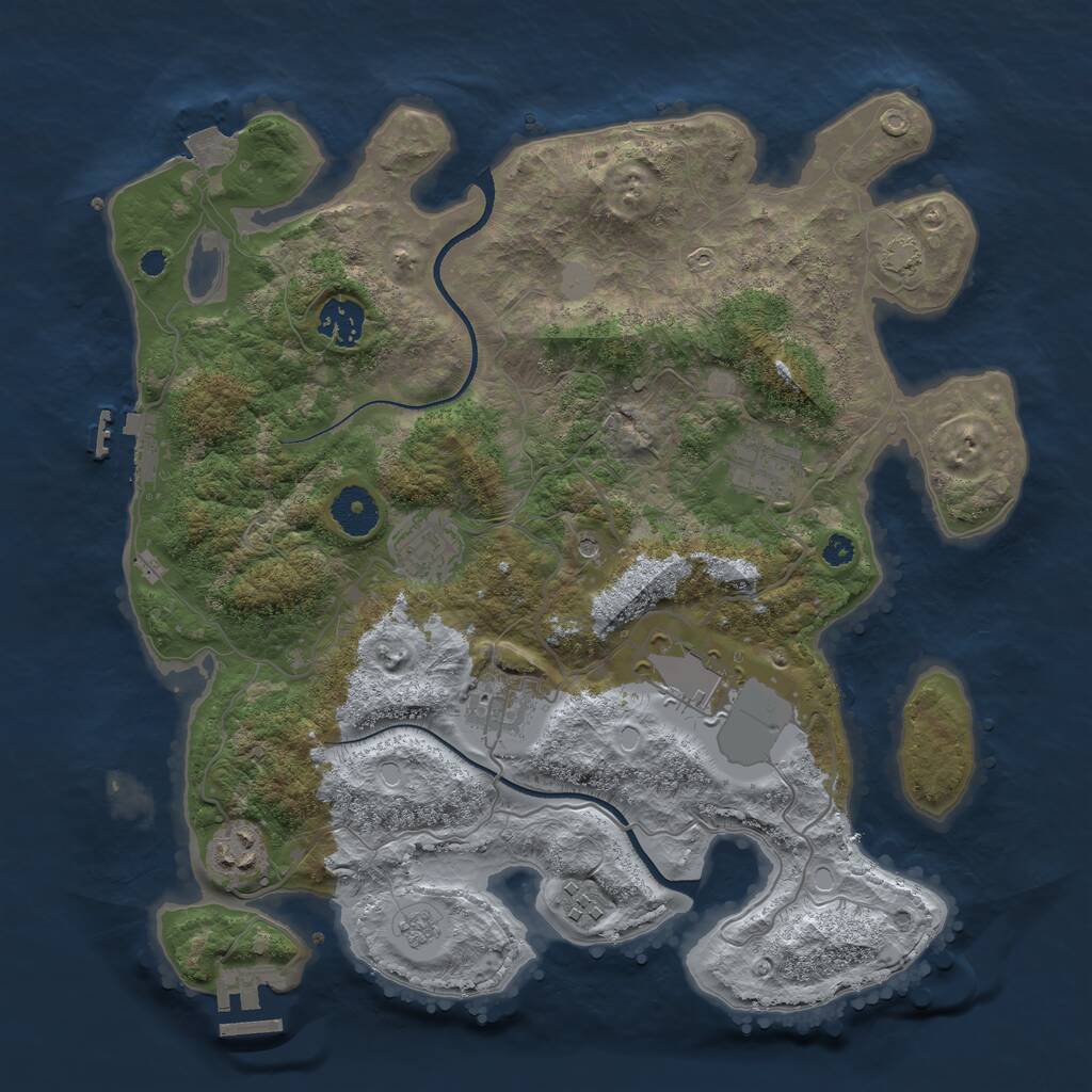Rust Map: Procedural Map, Size: 3500, Seed: 802432594, 13 Monuments