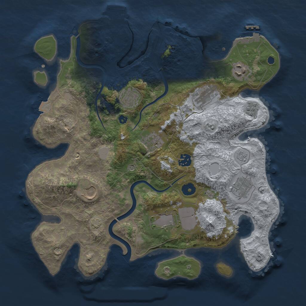 Rust Map: Procedural Map, Size: 3500, Seed: 1092594674, 15 Monuments