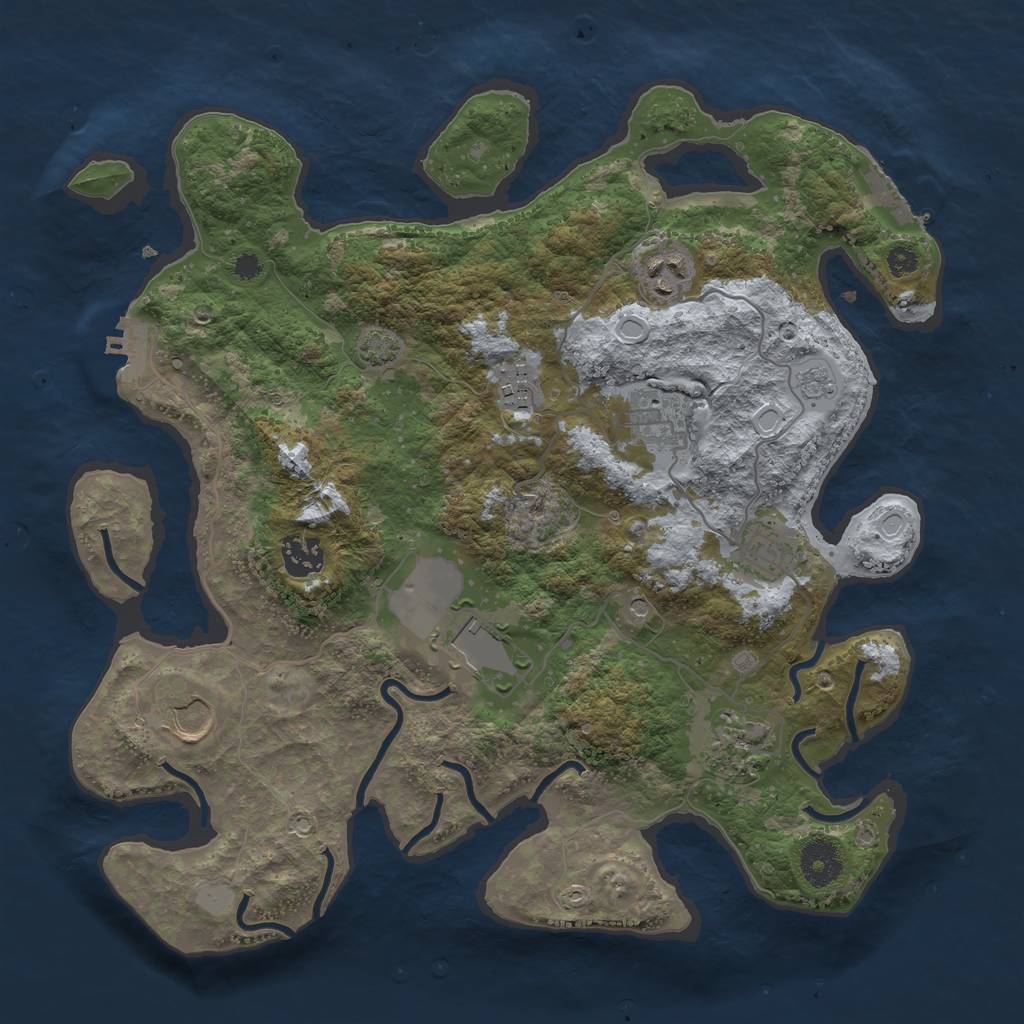 Rust Map: Procedural Map, Size: 3500, Seed: 15074313, 16 Monuments