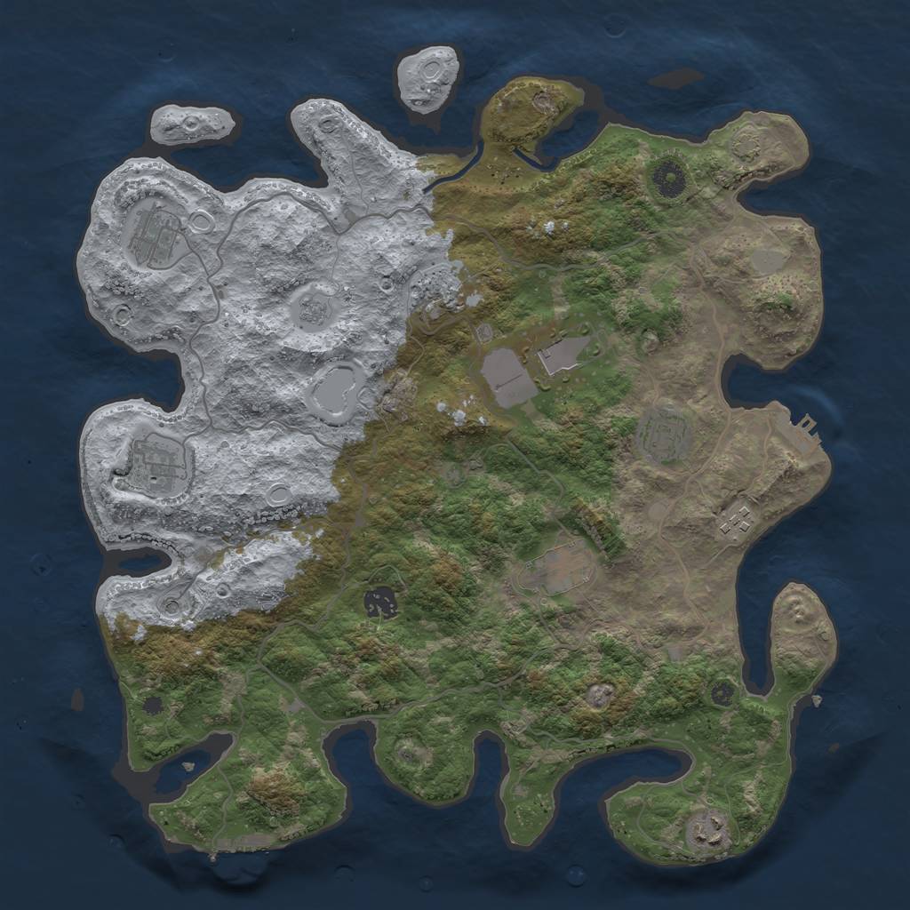 Rust Map: Procedural Map, Size: 4000, Seed: 36547854, 16 Monuments