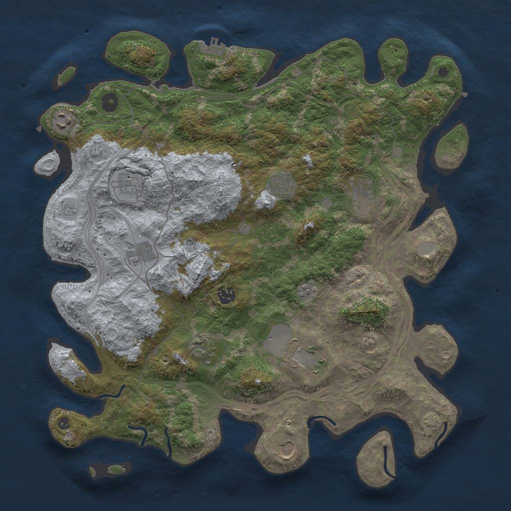 Rust Map: Procedural Map, Size: 4250, Seed: 737581091, 16 Monuments
