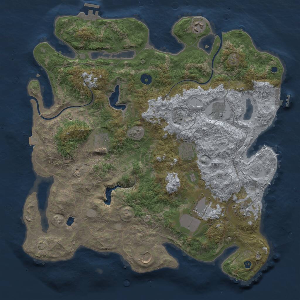 Rust Map: Procedural Map, Size: 4000, Seed: 537678, 14 Monuments