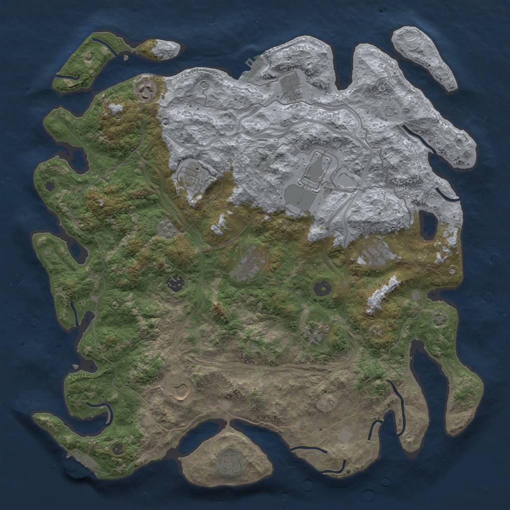 Rust Map: Procedural Map, Size: 4500, Seed: 5062023, 18 Monuments