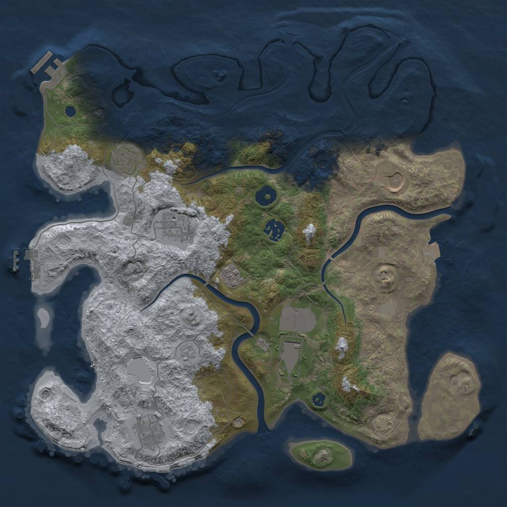 Rust Map: Procedural Map, Size: 3750, Seed: 1585845682, 13 Monuments