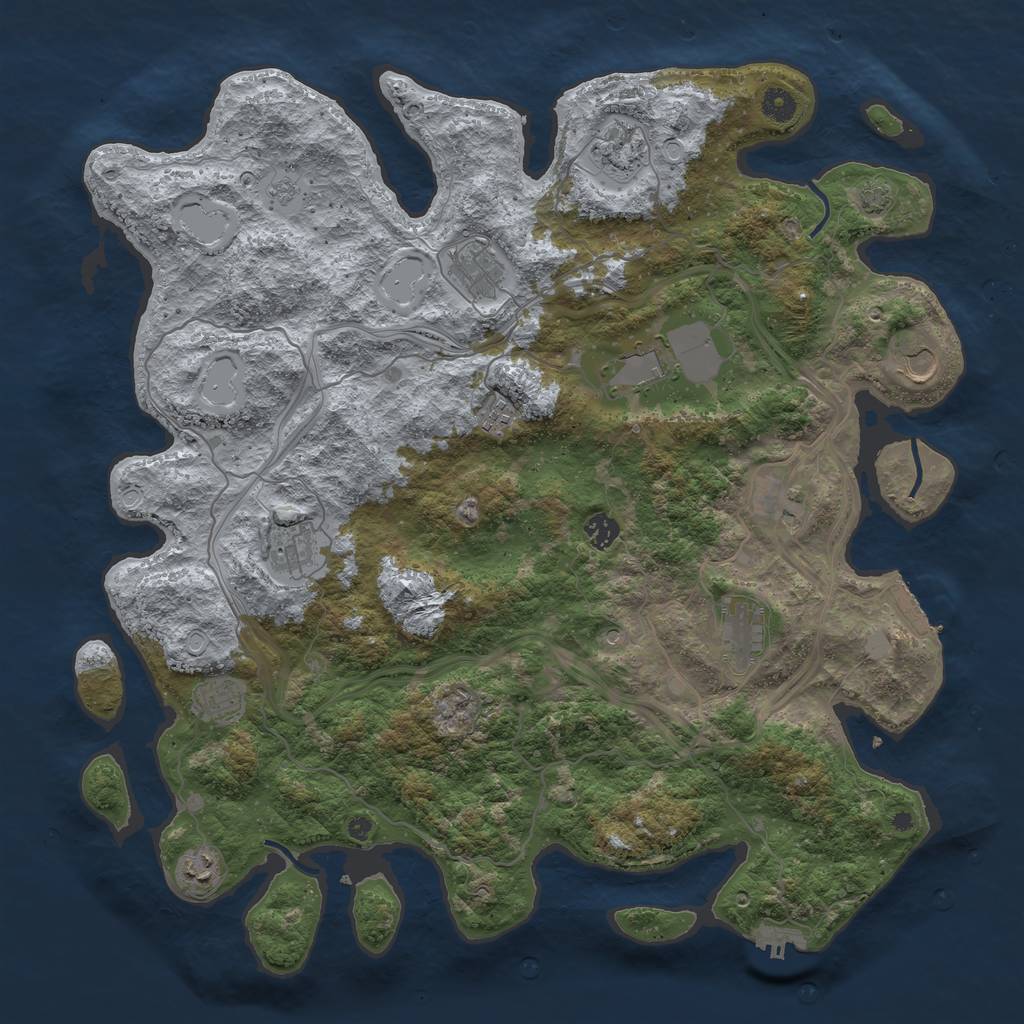 Rust Map: Procedural Map, Size: 4500, Seed: 234514633, 18 Monuments